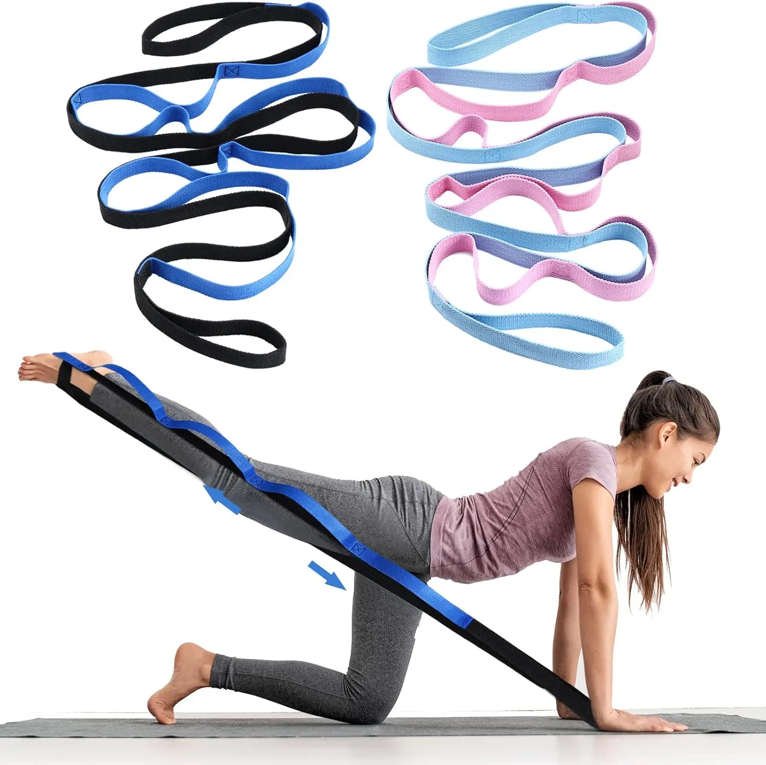 Stretch Strap with Exercise Guide│ Versatile Multi-Loop Strap Perfect for Yoga, Pilates, and Physical Therapy