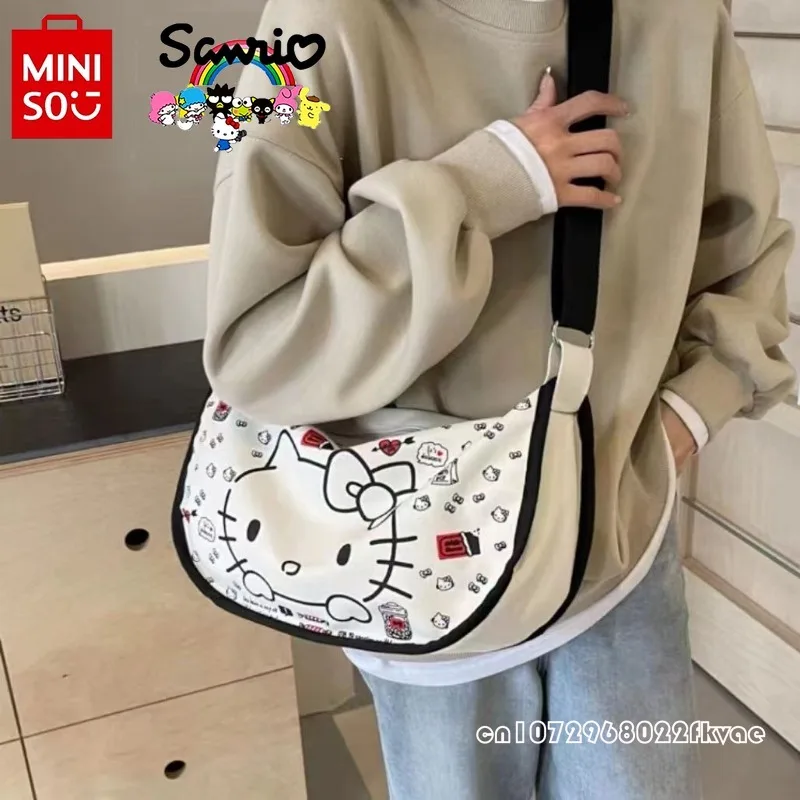 MINISO 2024 New Women's Crossbody Bag Fashionable High Quality Girl Shoulder Bag Cartoon Large Capacity Sports Portable Bag