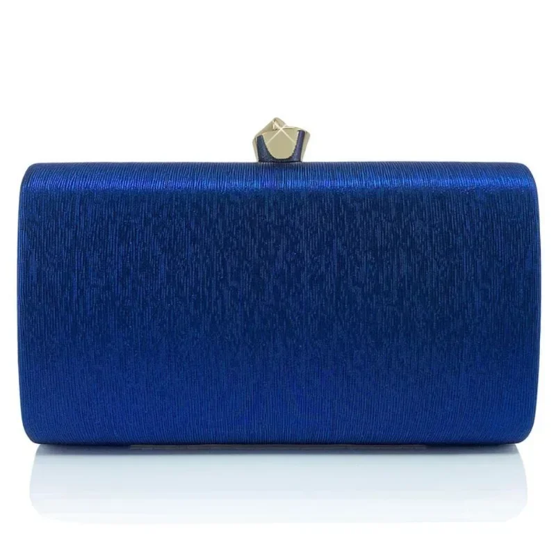 Elegant Leather Evening Clutch Sparkling Pattern Mother of Bride Banquet Bags Royal Blue Handbags Cross Shoulder Silver Purse