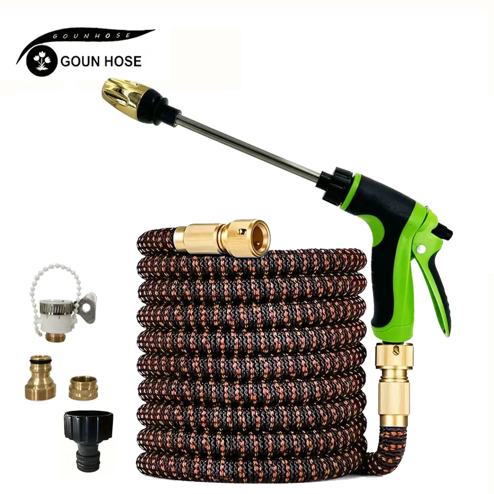 Telescopic Garden Watering Hose with High-Pressure Car Wash Gun Home Water Pipe Foam Set - Durable Flexible Outdoor Hose