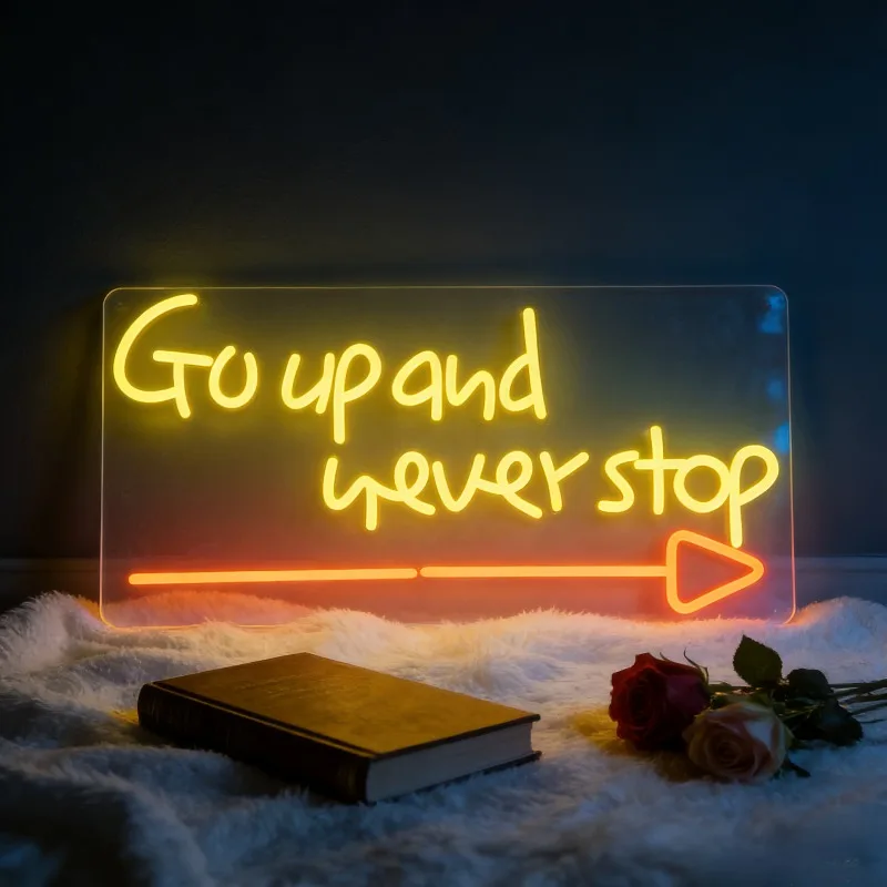 

Go up and never stop Neon Sign LED Night Light USB Motivational Sign Wall Art Decor Lamp for Bedroom Living Room Office Gifts