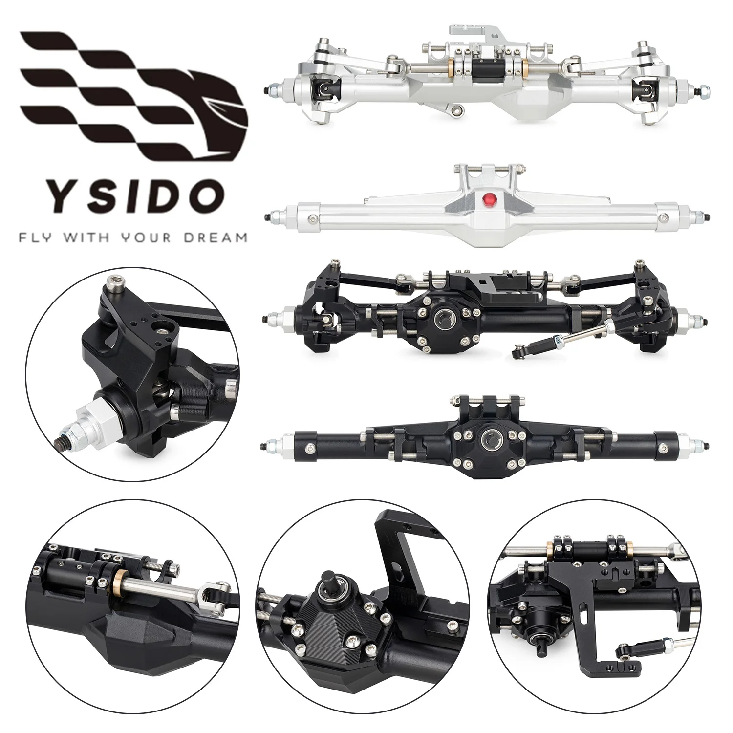 Y ​ Conjunto Completo de Eixos Retos Dianteiros e Traseiros em Alumínio CNC SIDO para Carro RC Crawler 1/10 Vanquish H10 Peças de Upgrade Óptico