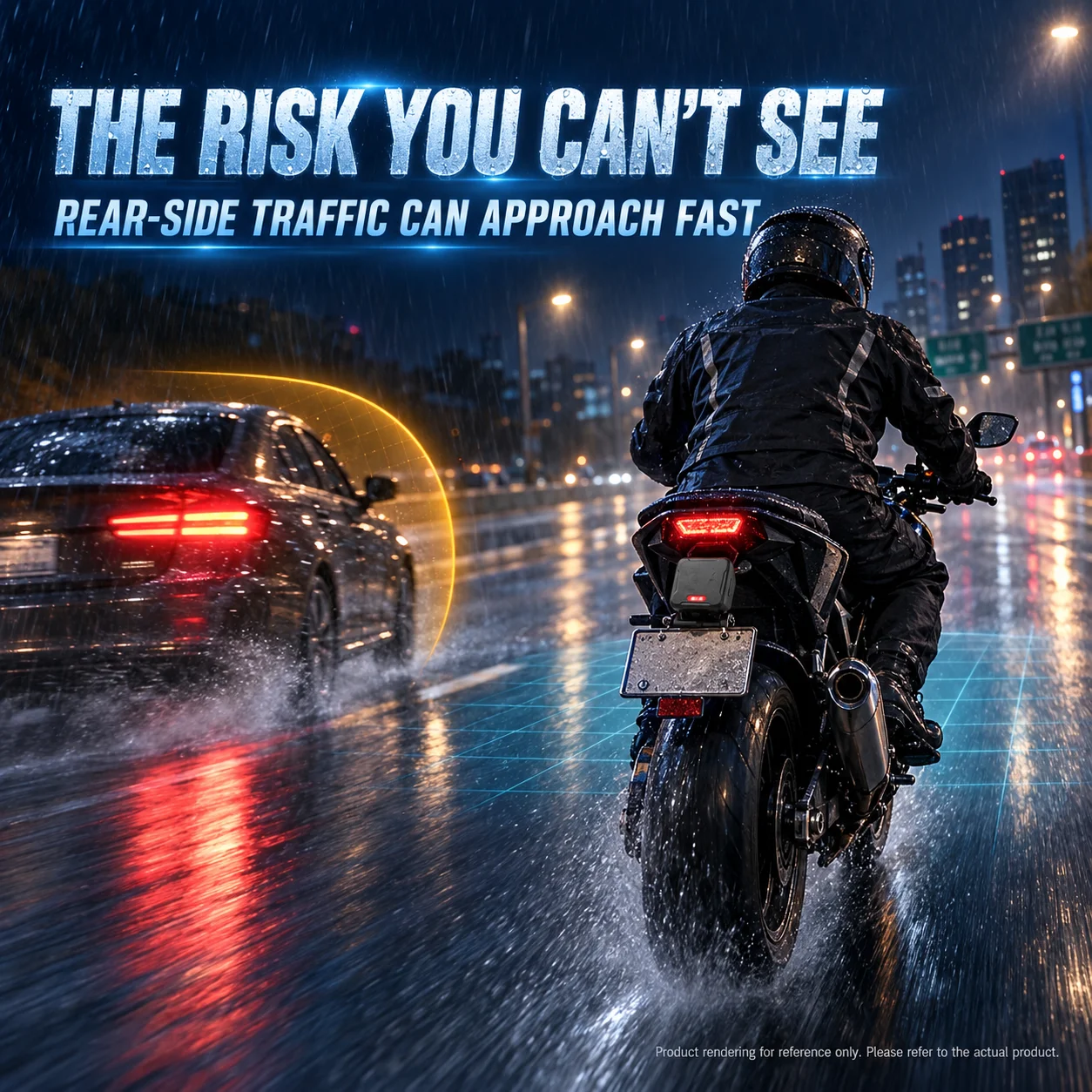 77GHz Motorcycle Blind Spot Detection Radar BSD LCA Rear Traffic Warning System with Mirrored LED Alerts