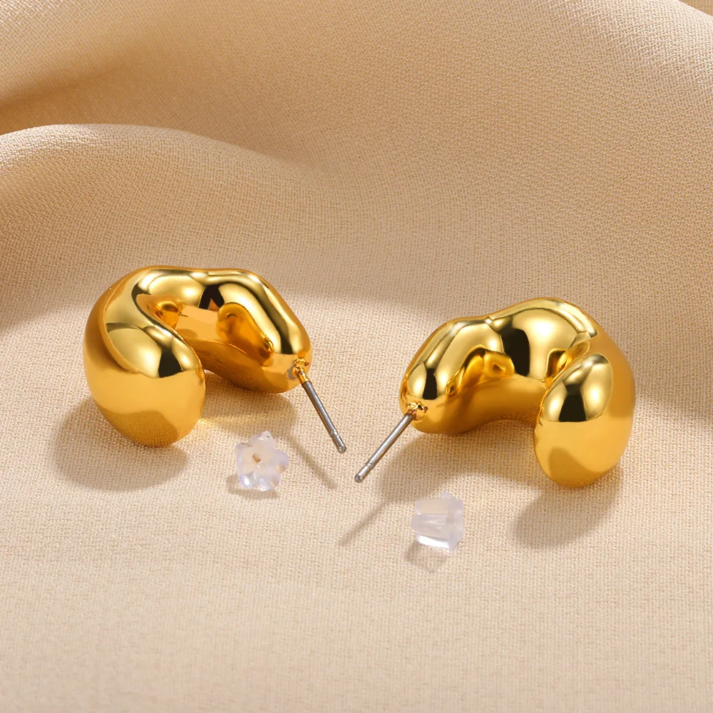 Orecchini a bottone spessi irregolari Color oro per le donne orecchini Piercing a semicerchio geometrici Punk orecchini Huggie gioielli femminili