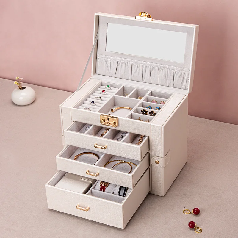 Portable and compact jewelry box, medium box, Korean jewelry box.