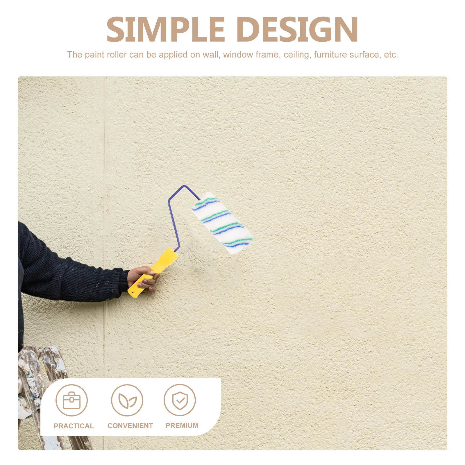 

1 комплект, малярный валик, прочная нескользящая ручка, инструмент для рисования стены, потолка, мебели, сделай сам, обустройство дома, малярный валик