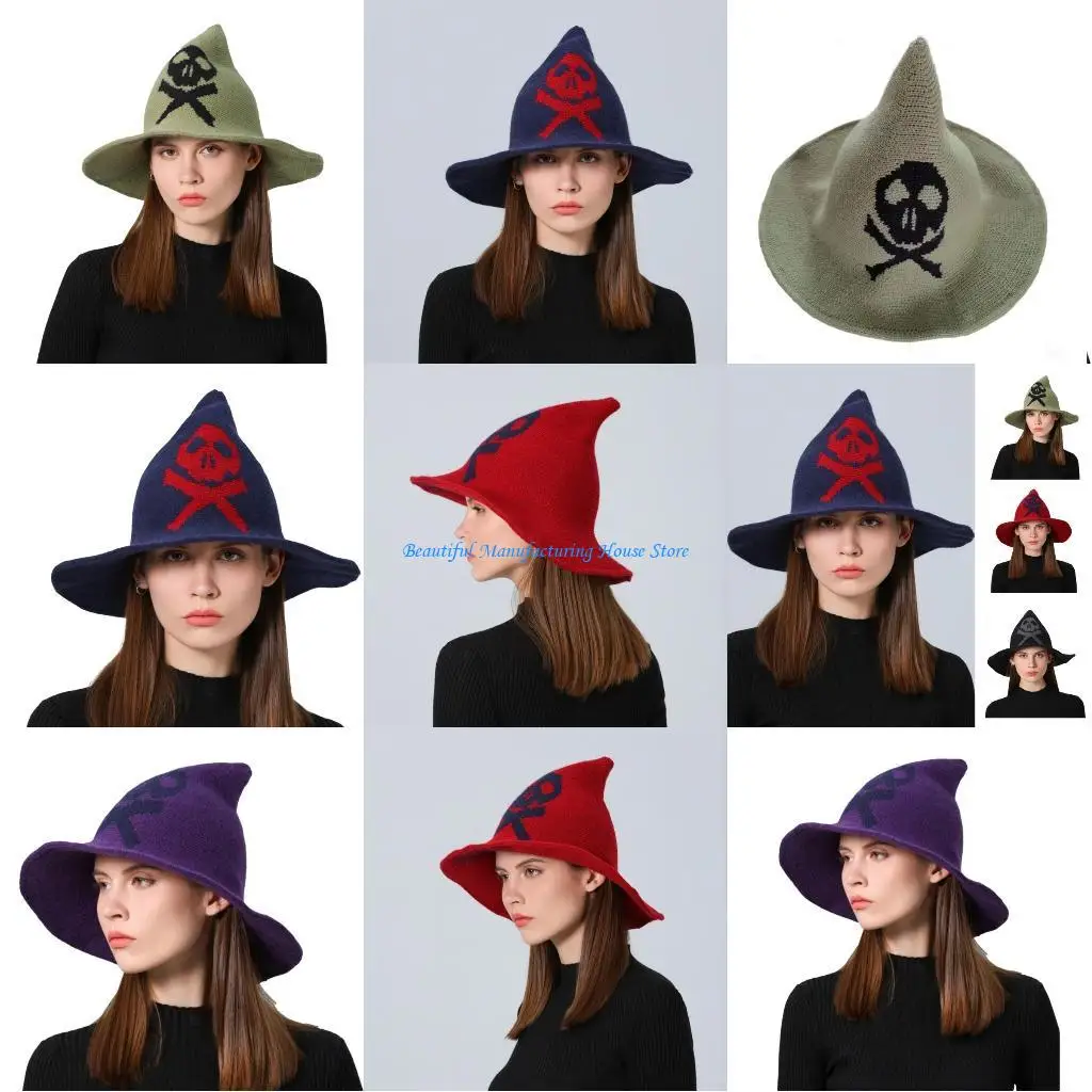 

E56A Soft Fashionable Hat Gothicism Witch Costume Hat Outdoor Activity Hat for Male