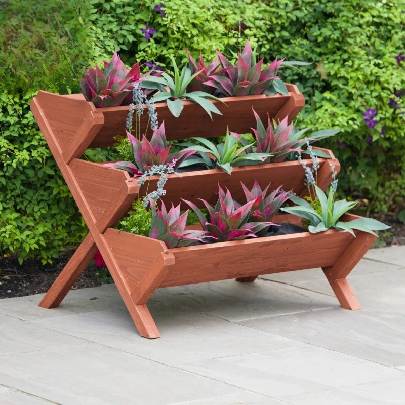 

Multi-layer flower box floor-to-ceiling home balcony courtyard indoor and outdoor solid wood flower stand succulent flower slot
