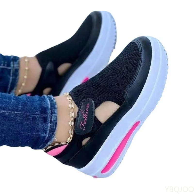 Plus Size Platform Sneakers Dames 2022 Zomer Nieuwe Ademende Mesh Wedge Casual Sportschoenen Lichte Vrouw Vulcaniseer Schoenen