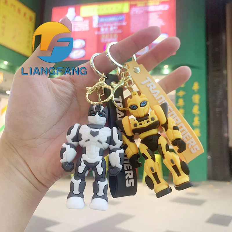 Cartoon Movie Anime Figure Robot Doll Key Chains Silicone Prime Bumblebee Car Chain Bag Pendant Keyring Friends Keychain