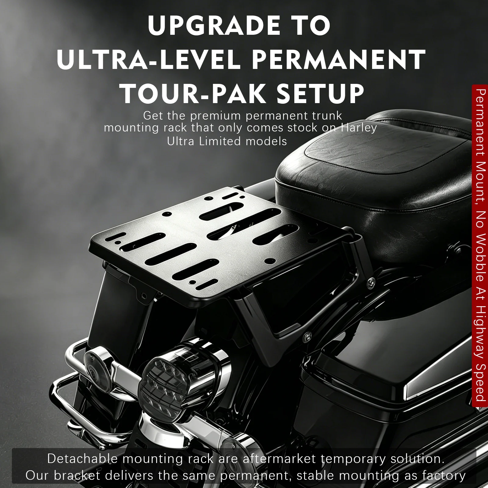 Keybear Black Aluminum Tour-Pak Mounting rack Bracket for Harley Touring Models 2006-2024 Road Glide Street Glide Electra Glide