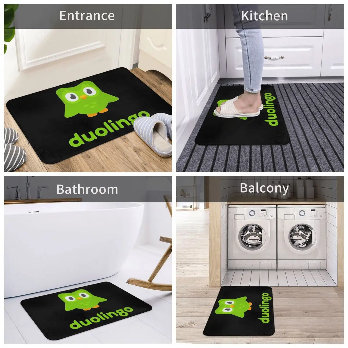 Duolingo Owl Duo Non-slip Doormat Floor Mat Sand Scraping Carpet Rug for Kitchen Entrance Home Bedroom Footpad Mats