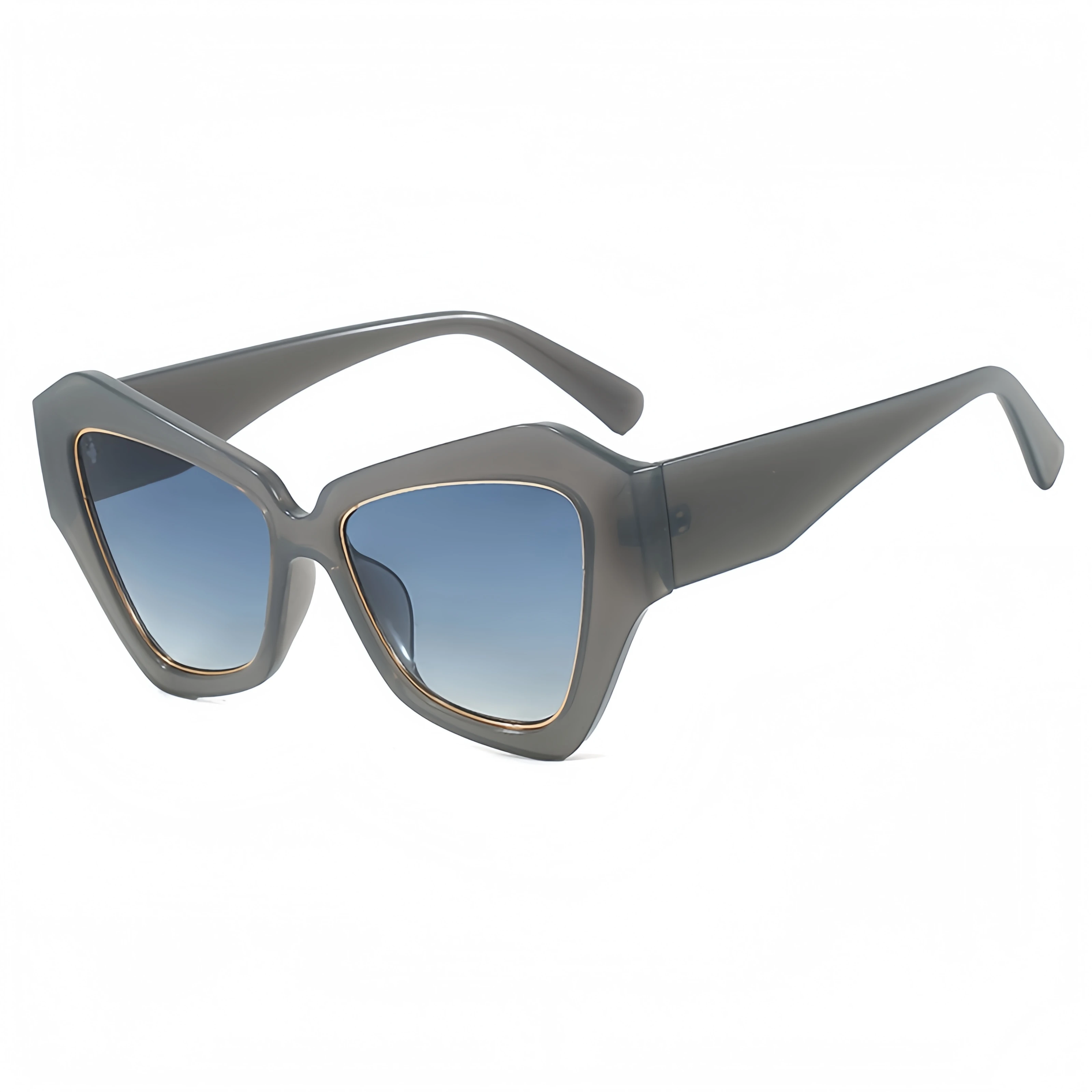 نظارات شمسية متعددة الأضلاع على شكل عين القطة، إطار كبير عصري، طراز الشارع الأوروبي والأمريكي العصري، نظارات نسائية راقية #6