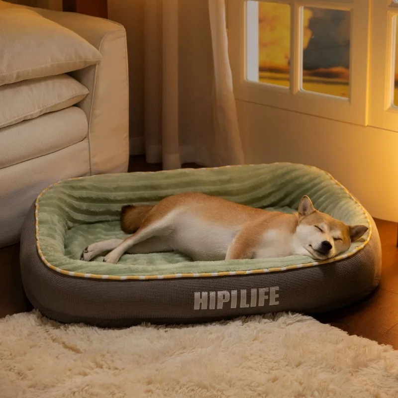 

2025 Runway Dog Bed Open Bolster Sofa for Medium Large Dogs Corgi Shiba Golden Warm Plush Raised Rim Non Slip Bottom Washable XL