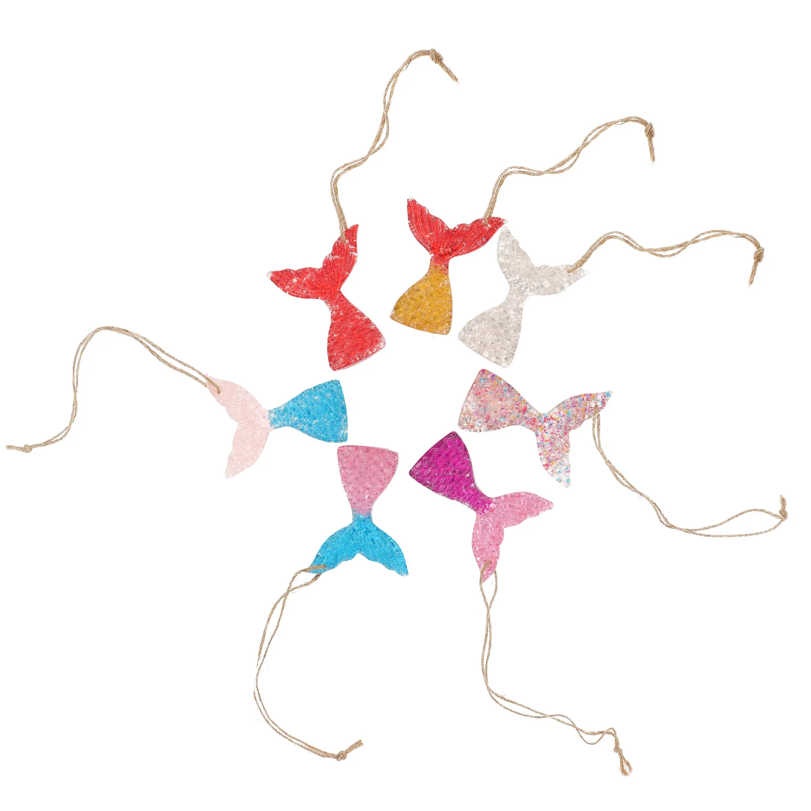 

7Pcs Fish Tail Resin Pendants Colorful Hanging Decor for Home Wall Door DIY Making Mediterranean Style Ornament