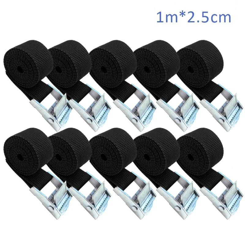 Sangle de fixation à boucle de 1 m pour voiture, moto, vélo avec boucle métallique, corde de remorquage, sangle à cliquet robuste pour bagages