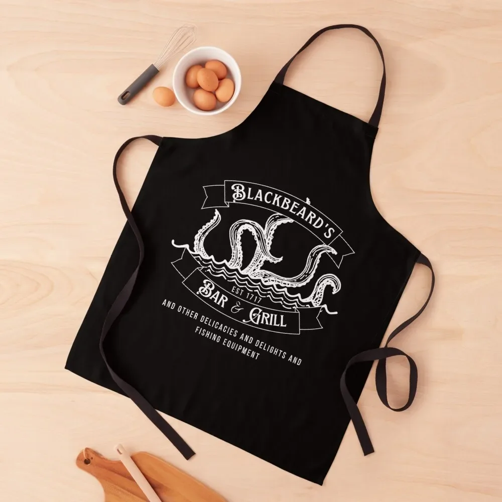 Blackbeard's Bar and Grill Apron Funny Cleaning Products For Home Kitchen Special Accessories kitchen woman Apron