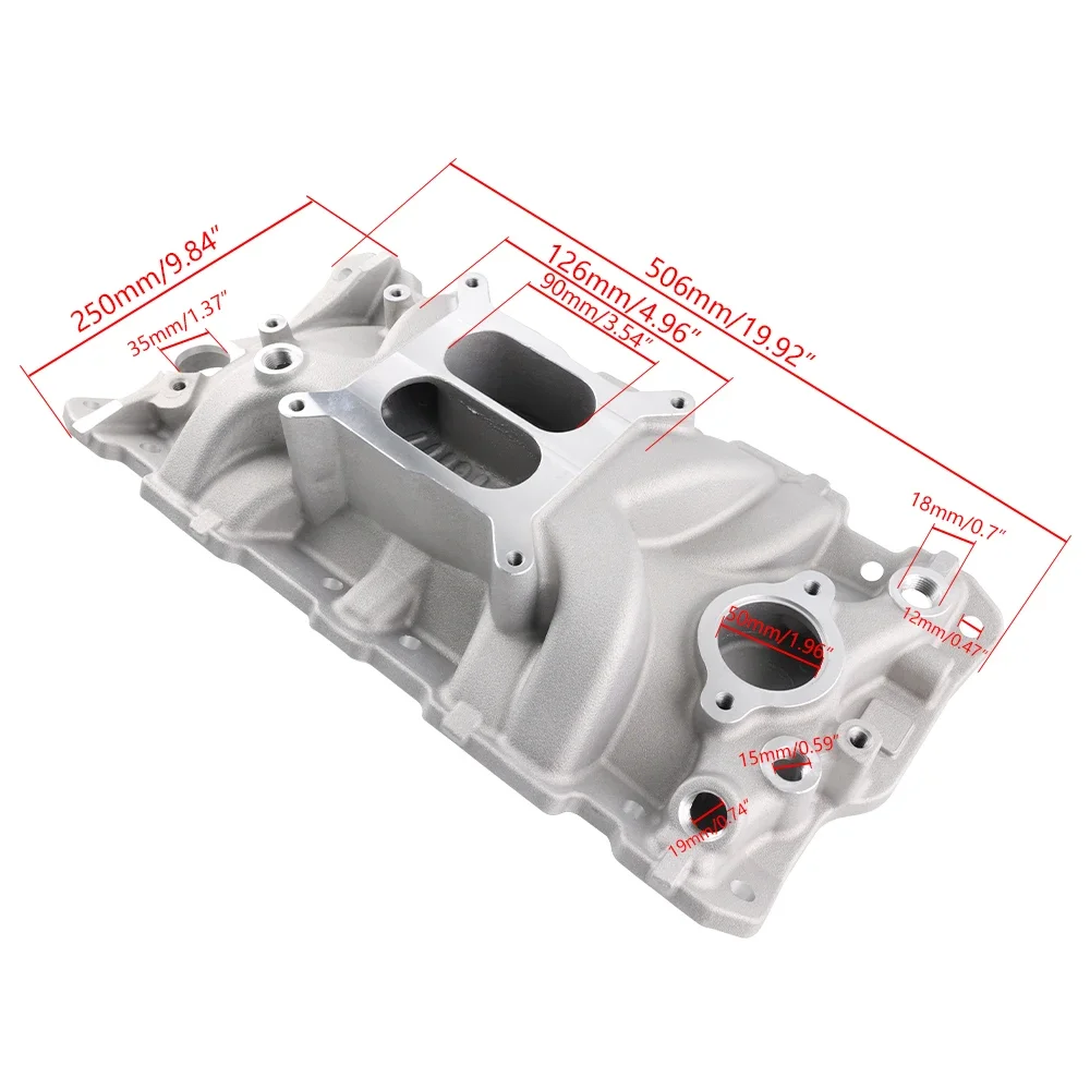 Small Block Intake Manifold Silver Aluminum For 1955-1986 Chevy 283 305 327 350 400 Dual Plane SB SBC Air Intake System Parts