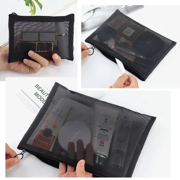 Black Mesh Travel Makeup Bag 1