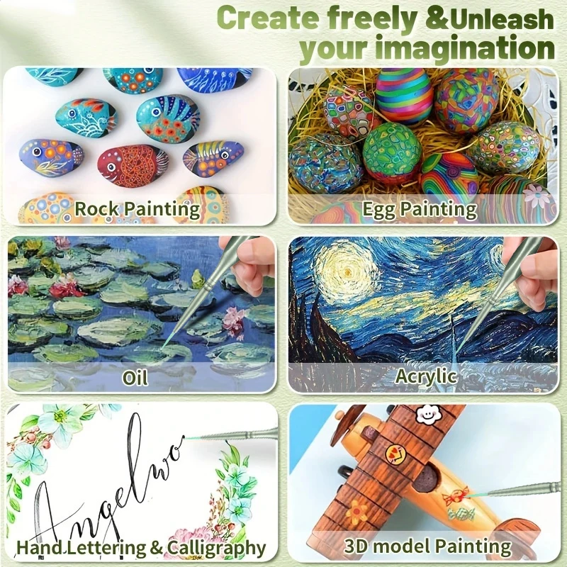 11pcs Miniature Paint Brushes with Triangular Handles: High-Quality - Acrylic, Watercolor, Crafts, Models