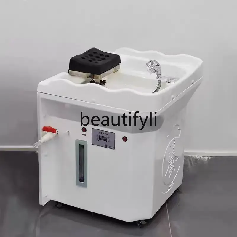 

SS shampoo bed head treatment fumigation beauty salon constant temperature water circulation mobile head basin