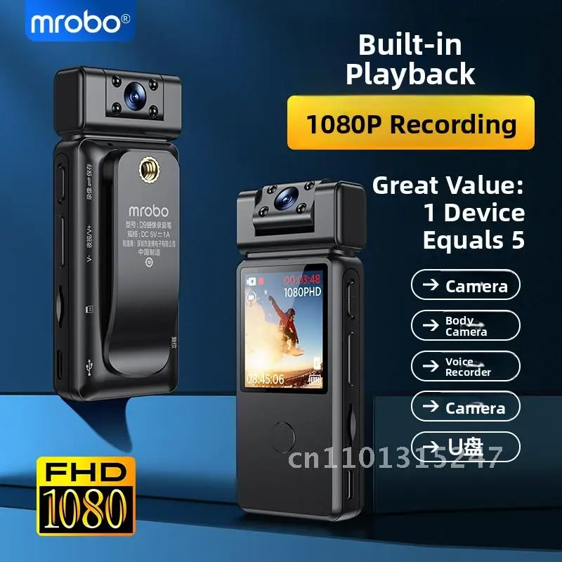

Meibo D9 1080p Ultra-Clear Zoom Rotating Night Vision Camera Recorder Black Pen with Back Clip Two-Way Microphone USB 2.0