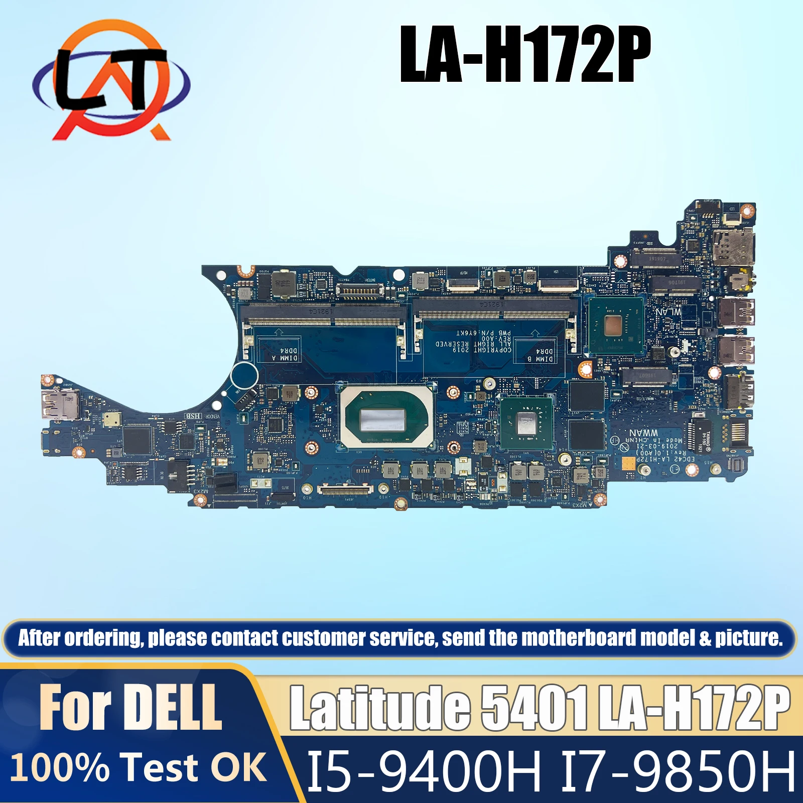 LA-H172P For Dell Latitude 5401 Notebook Mainboard 06YY9J 04TXRT 02T31D 02T31D Laptop Motherboard I5-9400H I7-9850H Fully Tested