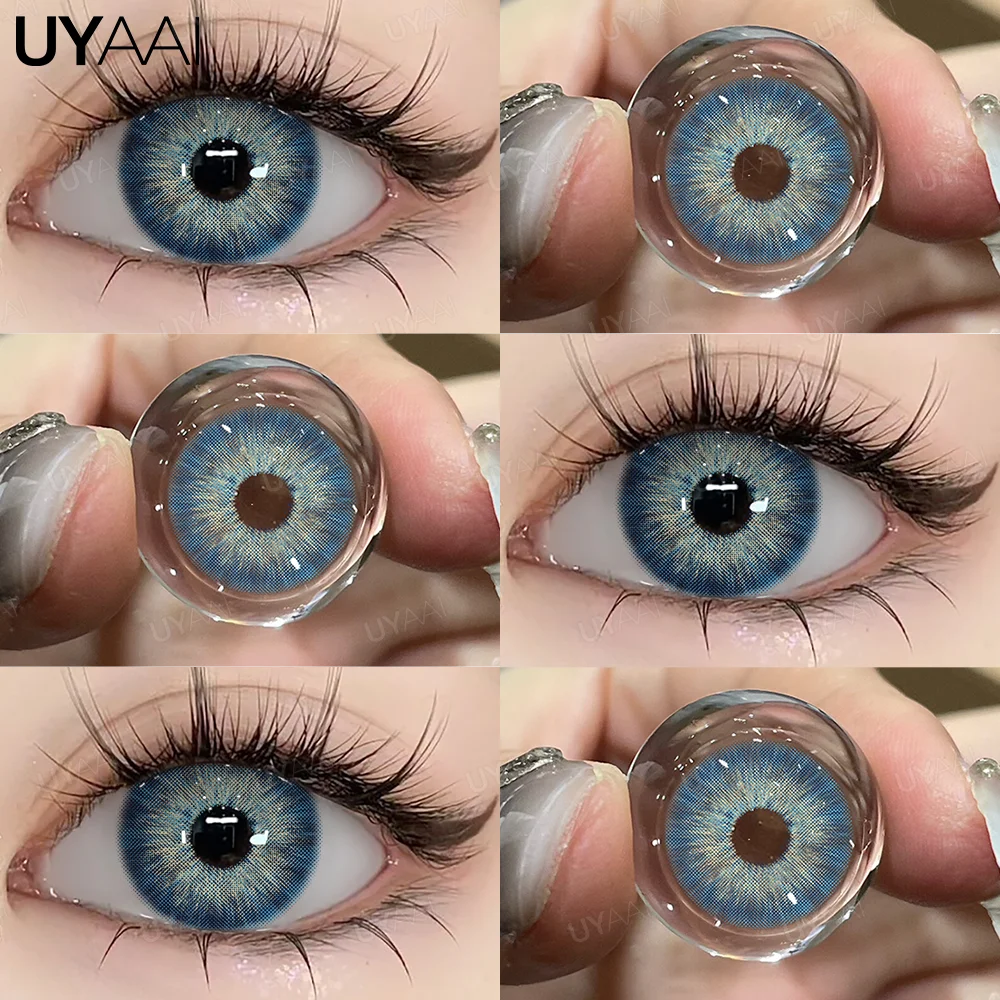 UYAAI 1 Pair High Quality Colored Pupils for Eyes Korean Fashion Lenses Blue Eye Contacts Natural Gray Colored Lenses for Woman
