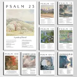 Inspirational Christian Wall Art Scripture Psalm Collection with Monet  Van Gogh Watercolor Prints Bible Verse Canvas Poster for