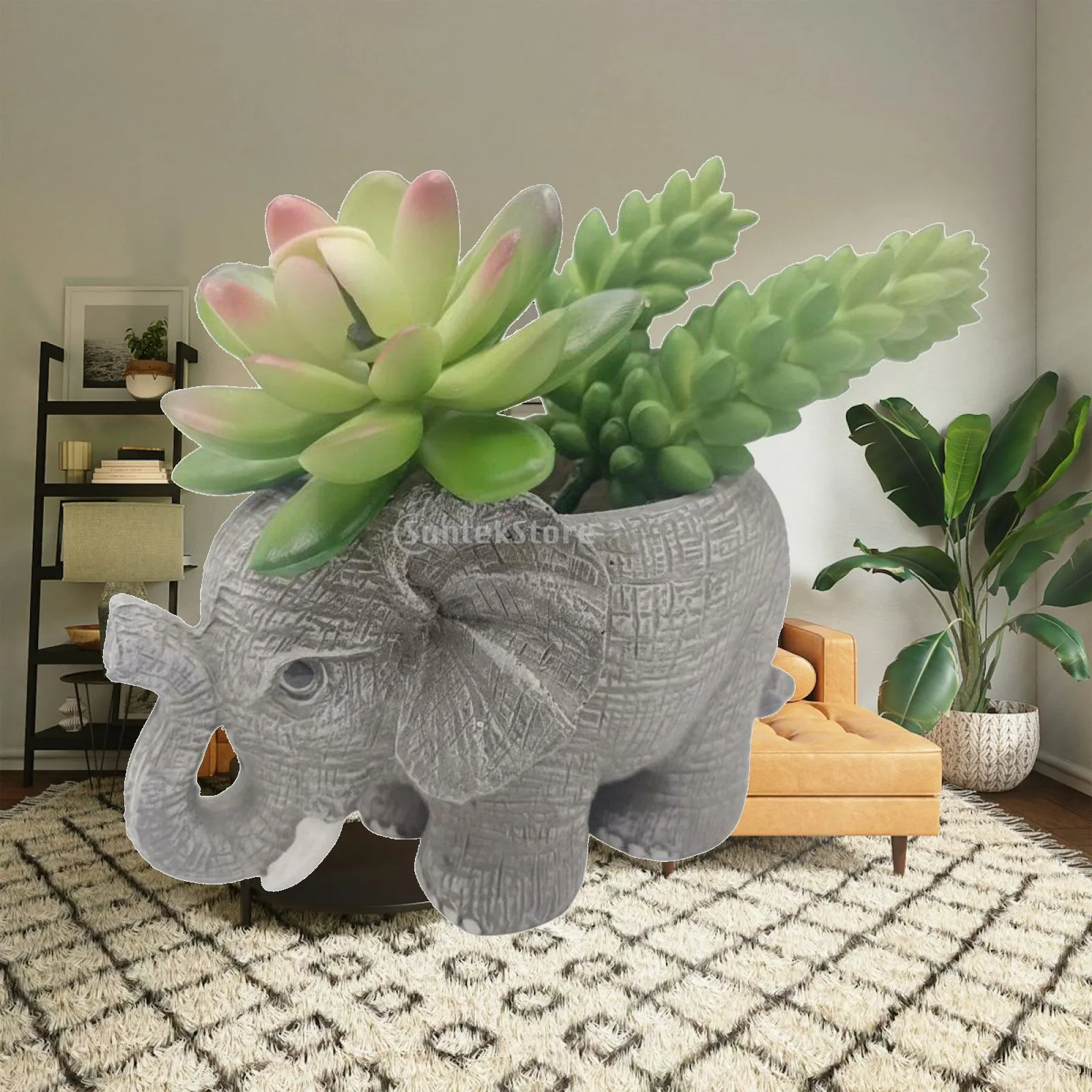 Creative Resin Planter for Succulents Cute Elephant Pot for Desk Shelf Patio Garden Decor Unique Gift for Elephant Lovers