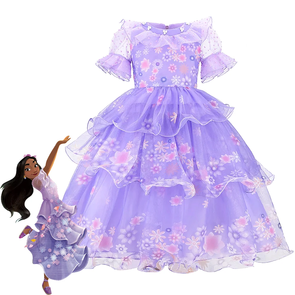 Disney Encanto Dolores Cosplay Mirabel Isabella Girls Princess Dress Kids Luisa Halloween Party Costume Children Clothes Vestido