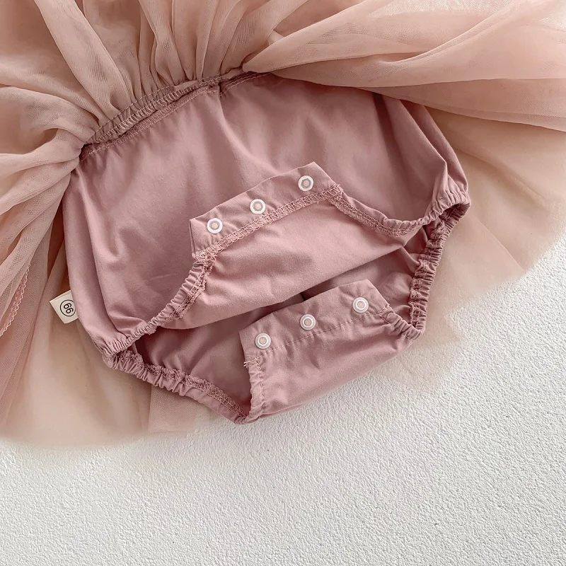 Sommerkleid für Babys von 0-2 Jahren, Neues Neugeborenen-Jubiläums-Geburtstags-Party-Mädchen-Prinzessinnenkleid, Ärmelloses Netz-Stramplerkleid – Detail 23