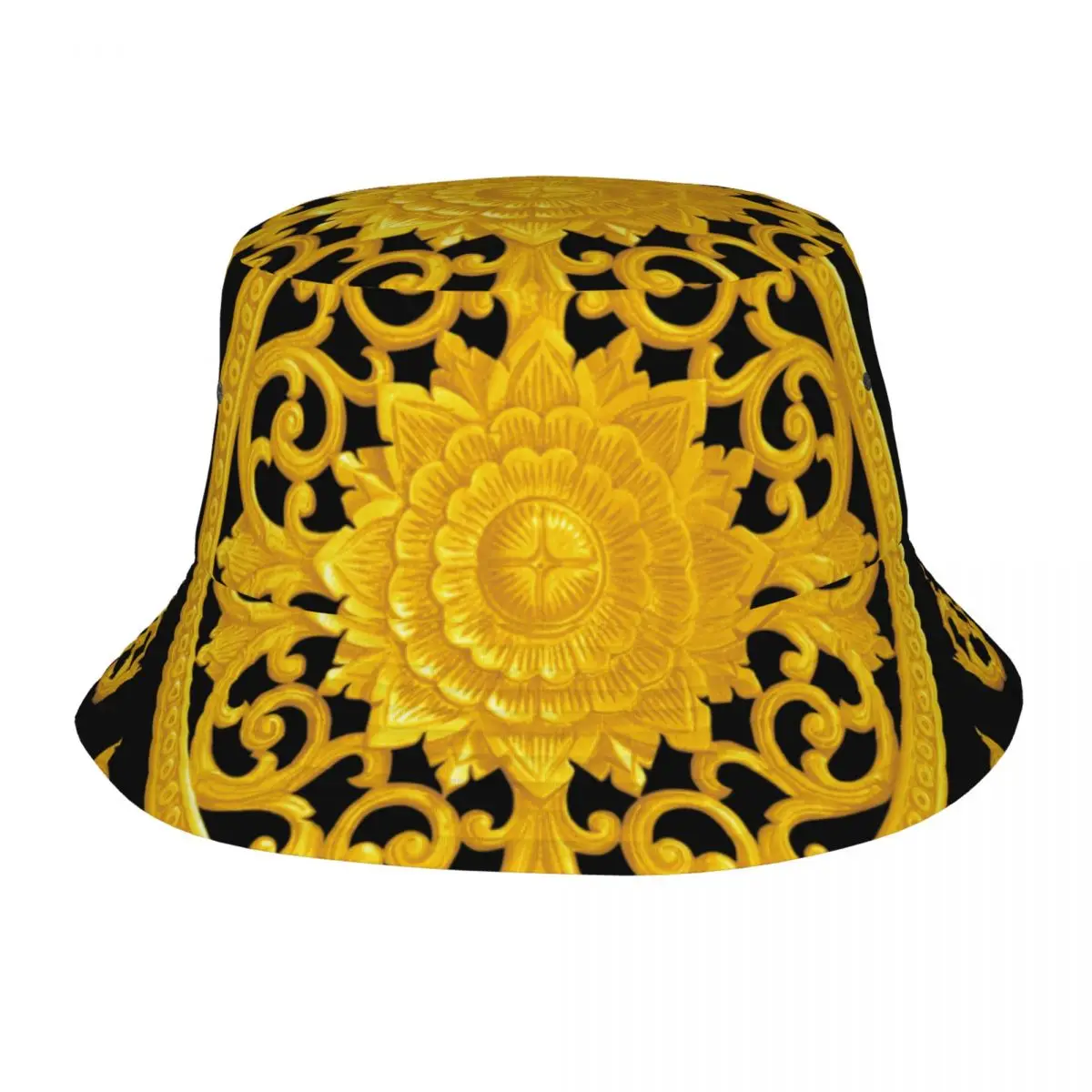 Gold Flower Baroque New Fashion Bucket Hats Fisherman Caps For Women Men Gorras Summer