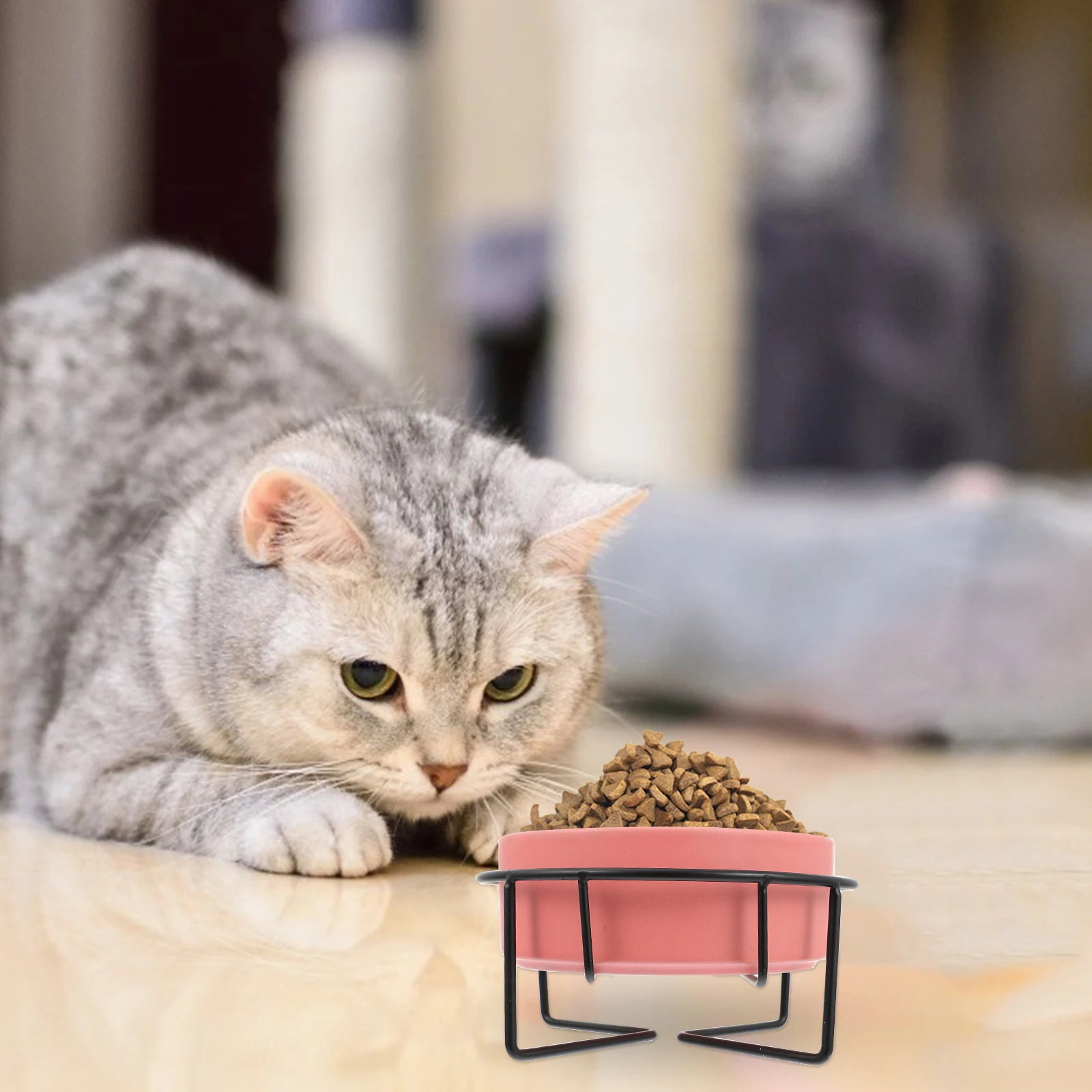 

1 set Ceramic Iron Pet Food Bowl Set For Cat Dog Elevated Feeder Non-Spill Puppy Dish Water Container Pet Eating Bowl For Home