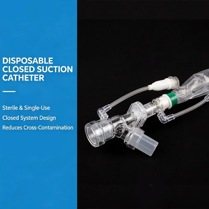 F12 F14 Medical Disposable Sealed Suction Tube 2 Pack Sterile Sputum Extraction Device for Negative Pressure Aspiration