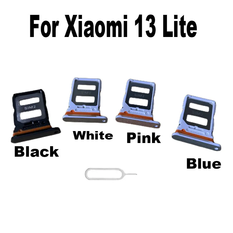 New For Xiaomi 13 Lite Sim Card Tray Slot Holder Socket Adapter Connector Repair Parts Replacement