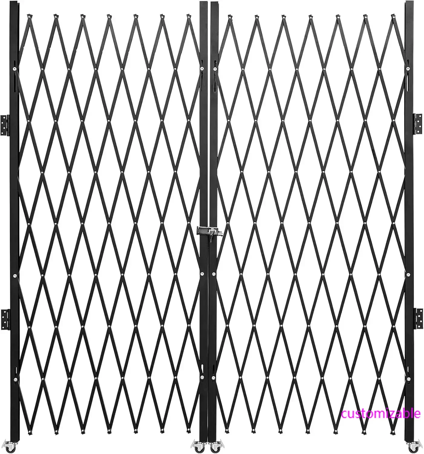 

Double Folding Security Gate, 87" H x 150" W Folding Door Gate, Steel Accordion Security Gate, Flexible Expanding Security Gate