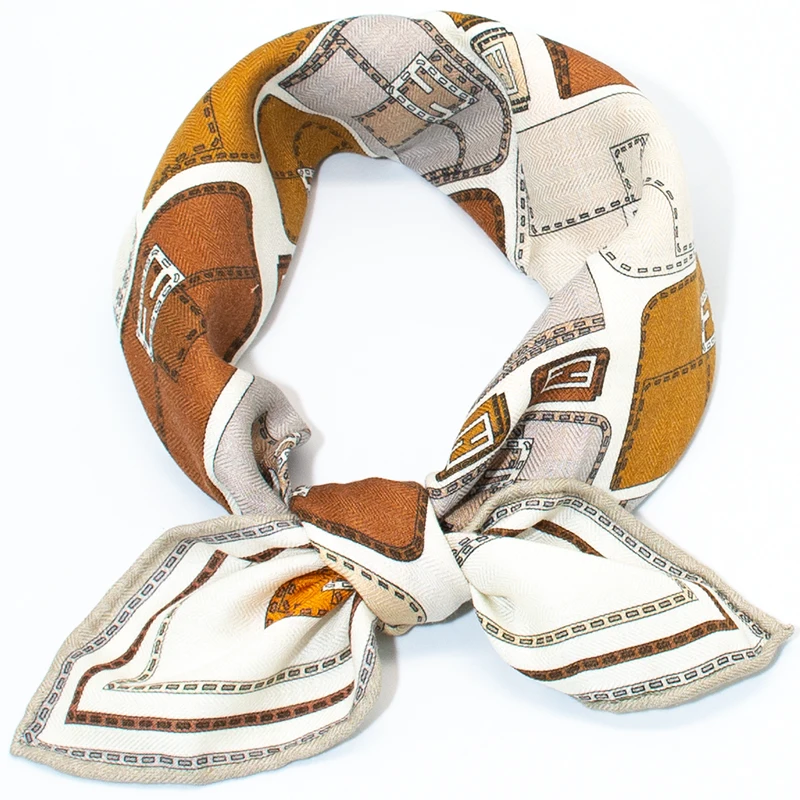 Women's 30% Silk 70% Wool Square Scarf 65cm Soft Warm Breathable Daily Wear Office Travel Fashion Scarf with Bag Pattern image 6