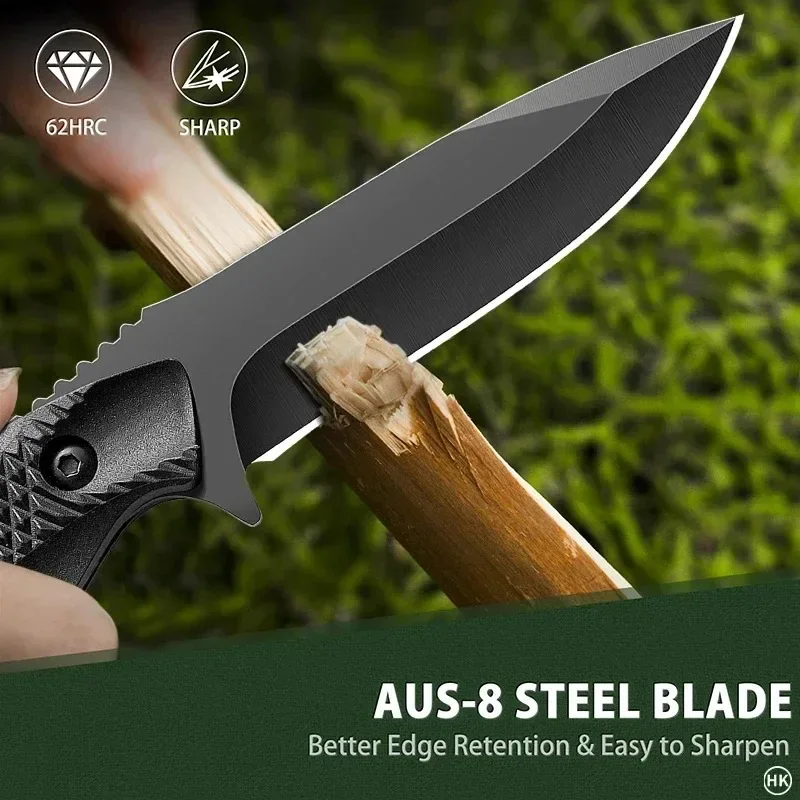 High Hardness Camping Hunting Survival Knife Fot Meat Cutting Outdoor Hiking Portable Sharp Fixed Blade Knife with Knife Sleeve