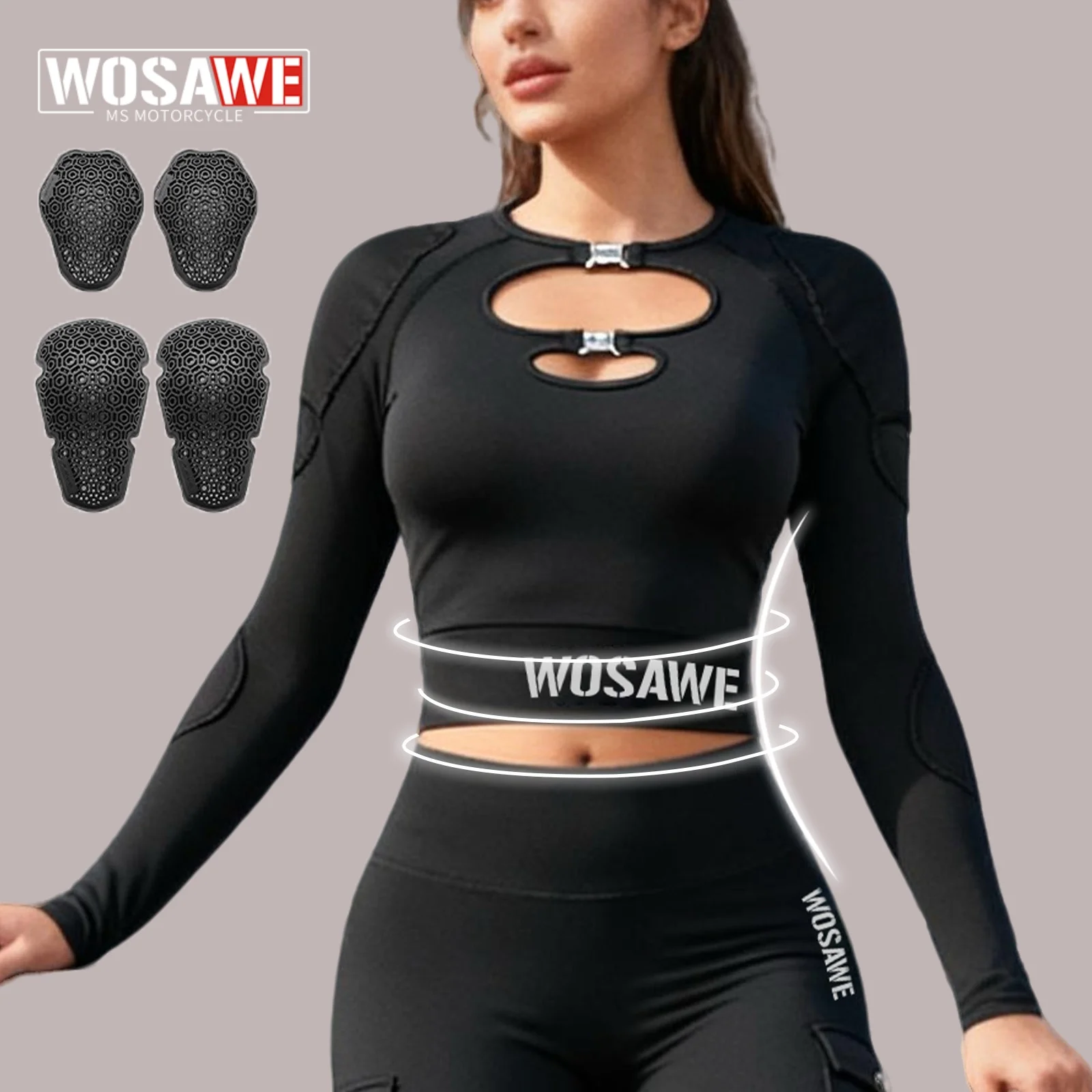 

WOSAWE Breathable Motorcycle Armor Jacket For Women Anti Fall Motorcycle Soft Armor Shirt Motorbike Riding Protective Jacket