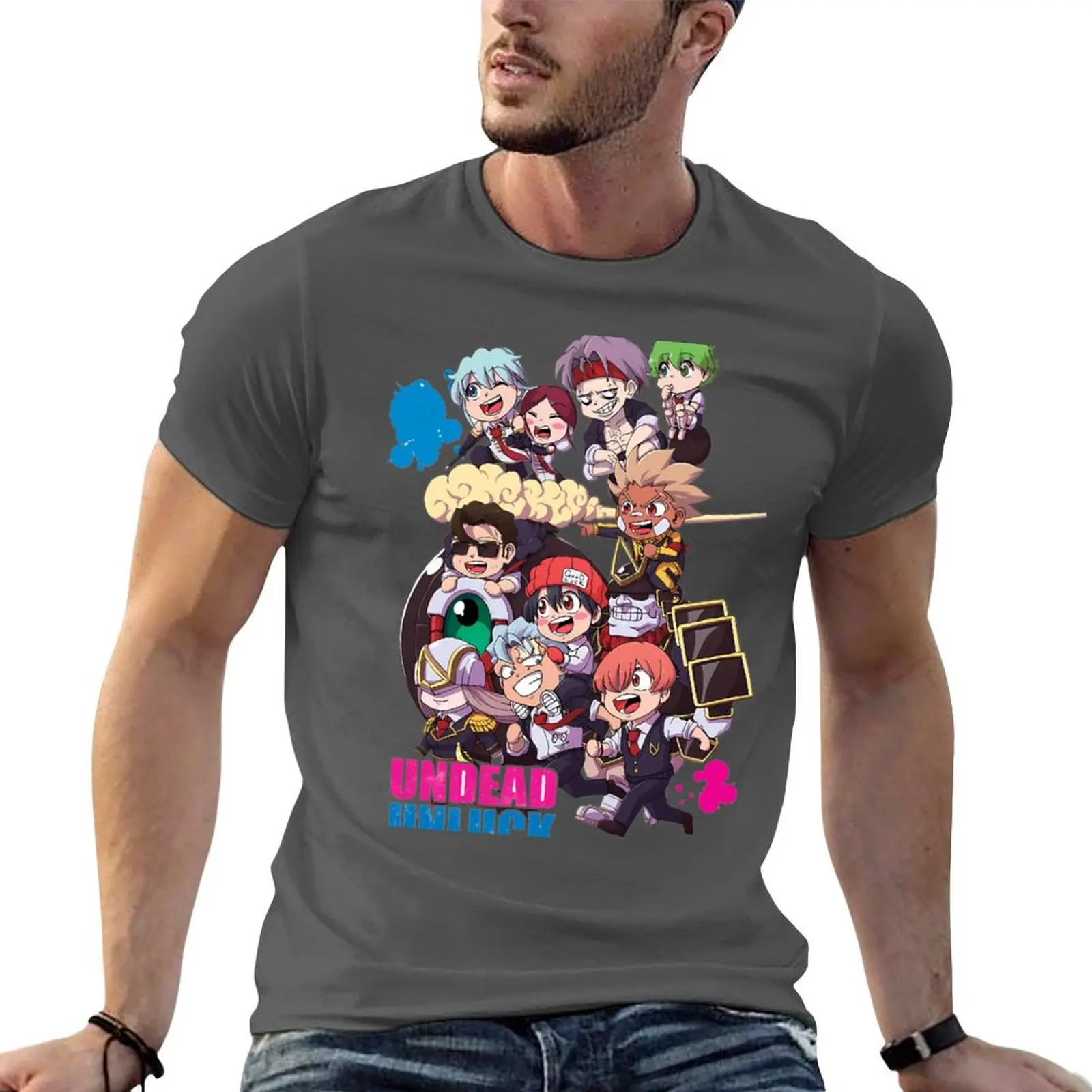 Undead Unluck Shirt Vintage Washed Unisex Oversized Anime Streetwear Soft Cotton Short Sleeve Tee Gift Clothing Tops Hot Sale