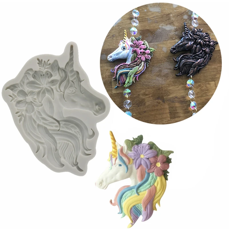 Unicorn Fondant Silicone Mold For Cake Decoration Cupcake Topper Chocolate Gum Paste Polymer Clay Resin Expory Kitchen Baking