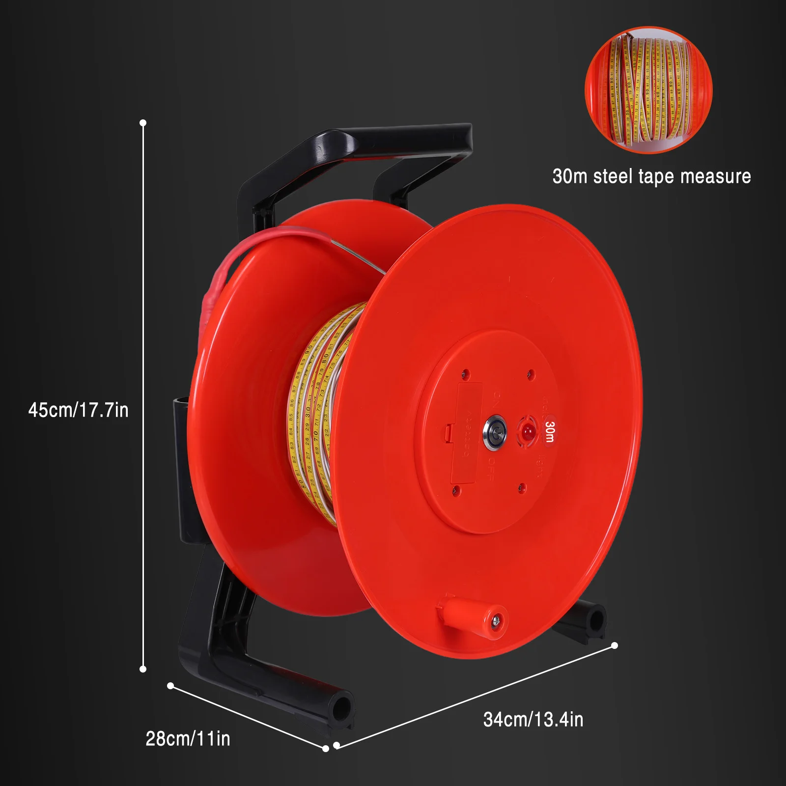 مقياس مستوى مياه الآبار العميقة 98ft/30m مع مسبار ثابت ومقياس عمق الآبار الشريطية الفولاذية لخزائن وأنابيب بئر الآبار