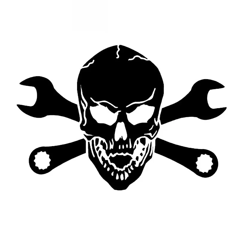 

Funny Wrench Skull Sticker High Quality Car Window Decoration Personality Pvc Waterproof Decal Black/white, 16cm*11cm