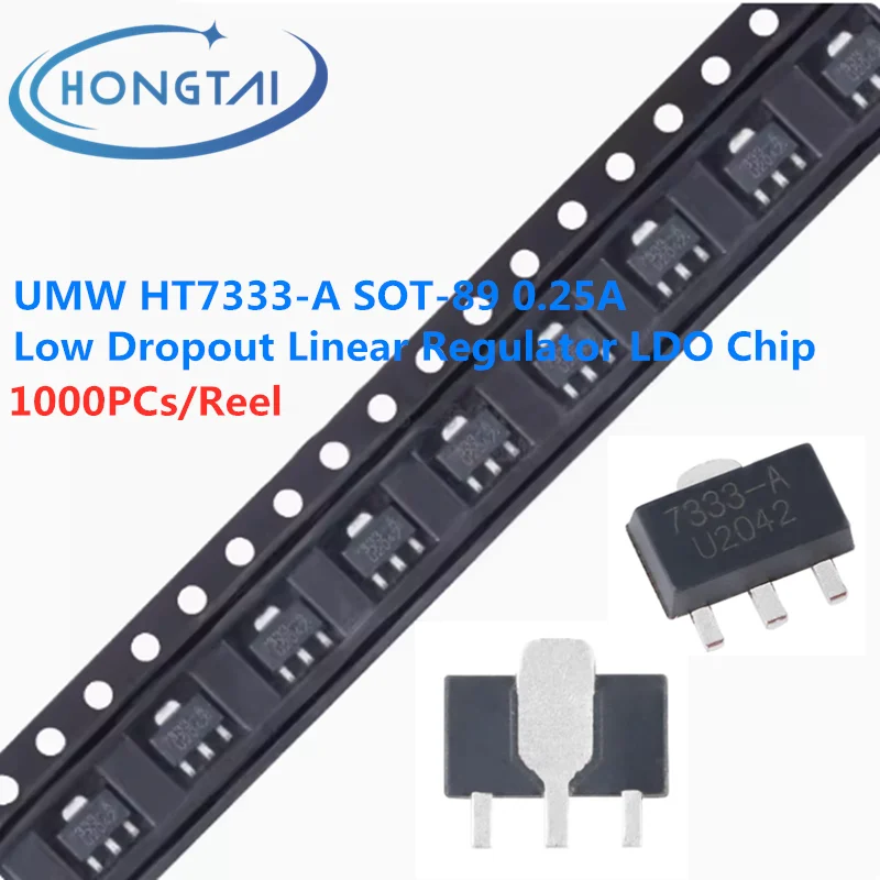 1000PCs/Reel Free Shipping UMW HT7333-A SOT-89 0.25A Low Dropout Linear Regulator LDO Chip Original New