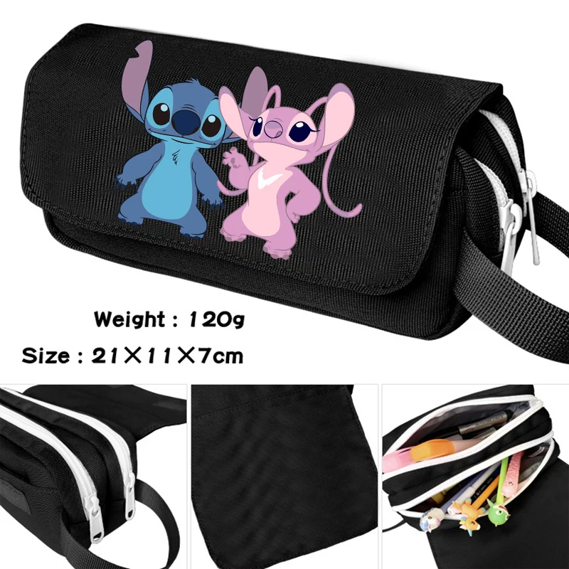 Disney Lilo Stitch Pencil Case Bag Large Capacity Pen Case Supplies Stationery Kawaii School Pencils Cartoon Cosmetic Bags