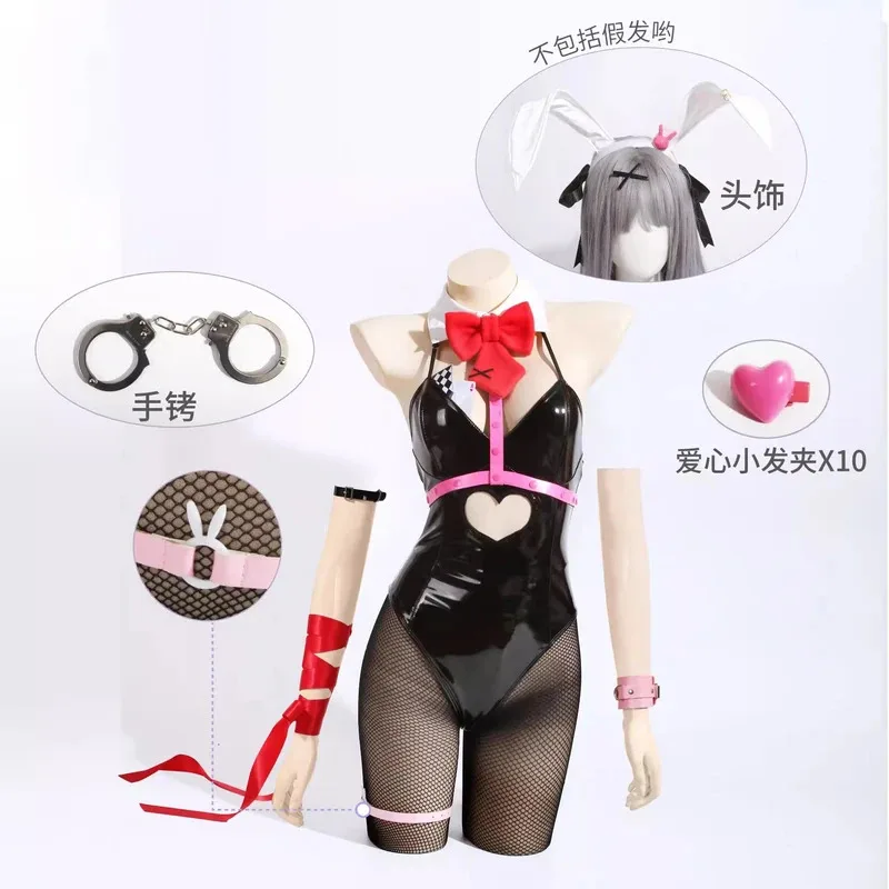 أرنب Mikuu تأثيري الوردي الأرنب دعوى فسيفساء لفة أرنب هول هالوين ازياء للنساء الأرنب فتاة زي أنيمي شعر مستعار تأثيري