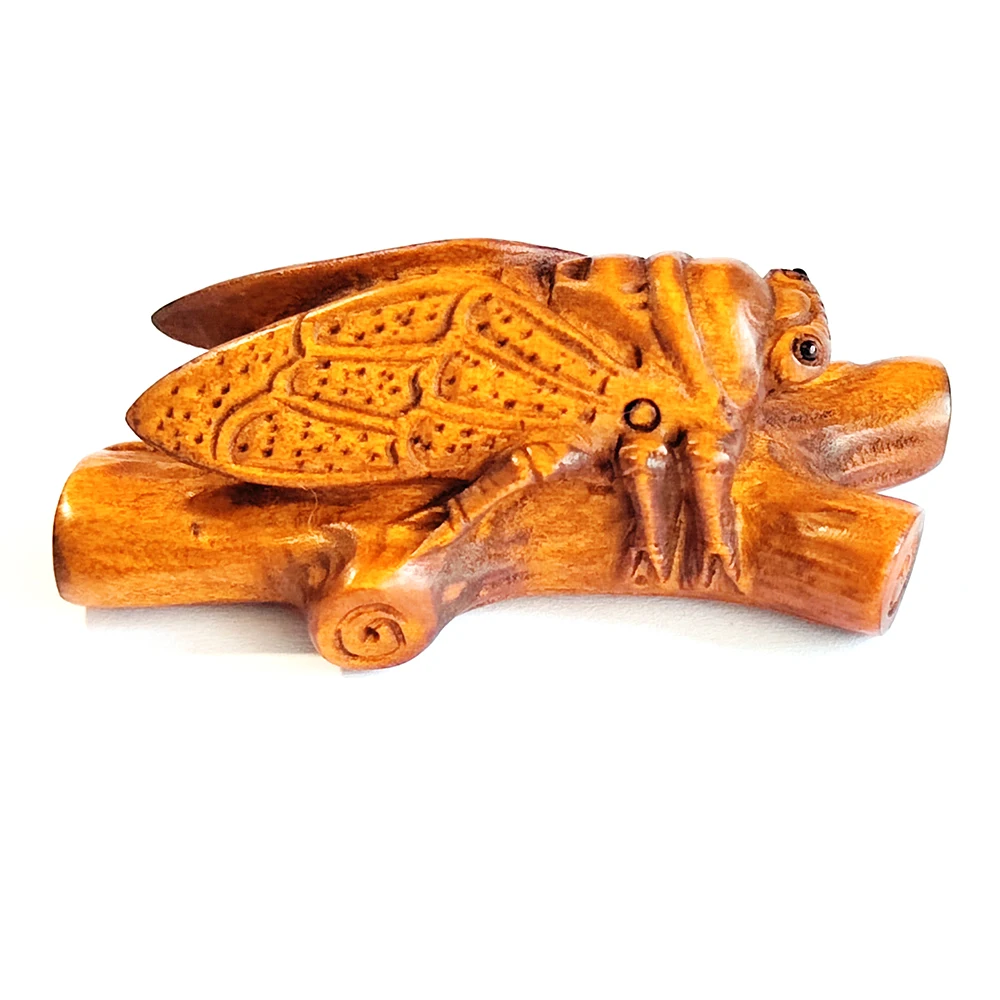 

Y8684 - 2" Hand Carved Boxwood Netsuke Figurine - Pretty Cicada