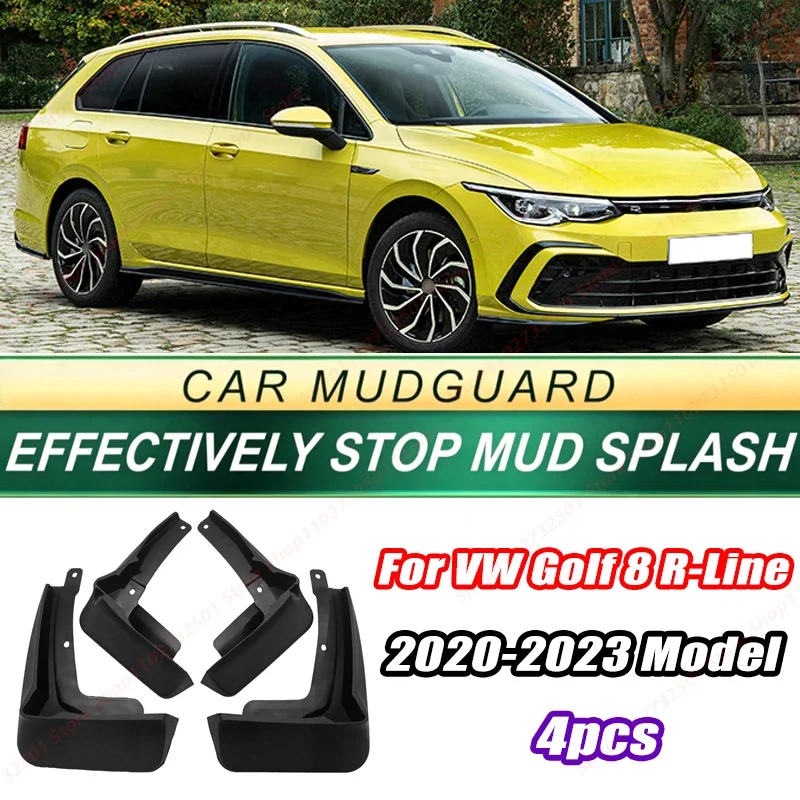 For VW Golf 8 R-Line 2020-2023 Model 4PCS Front Rear Mud Flaps Splash Guards Fender Mudguards Auto Accessories