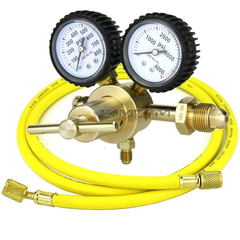 Nitrogen Regulator With 0-800 PSI Delivery Pressure,1.5M Hose CGA580 Inlet Connection And 1/4In Male Flare Outlet Connection